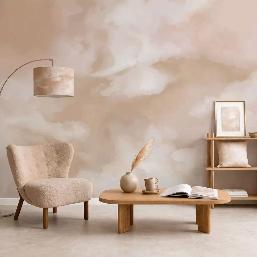 wall murals Soft cloudy background in warm beige tones w05426