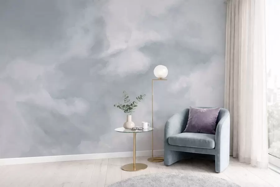wall murals Soft cloudy background in light gray tones w05426v1