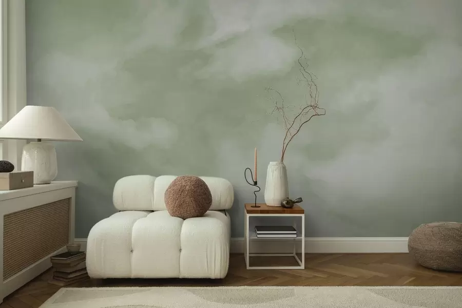 wall murals Soft cloudy background in soft green tones w05426v2