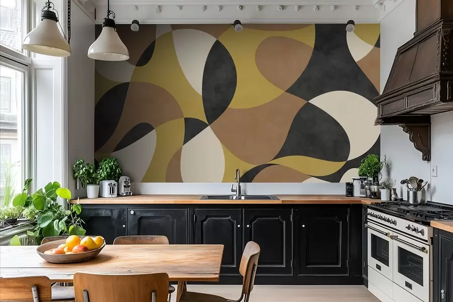 wall murals Abstract pattern with flowing shapes and contrast w05149