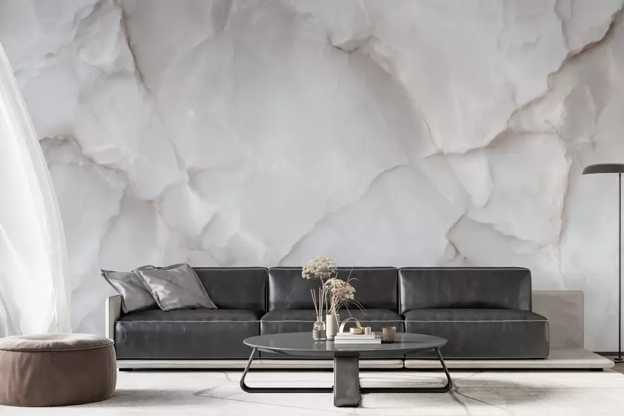 wall murals Light marble imitation with a natural stone texture look w09802