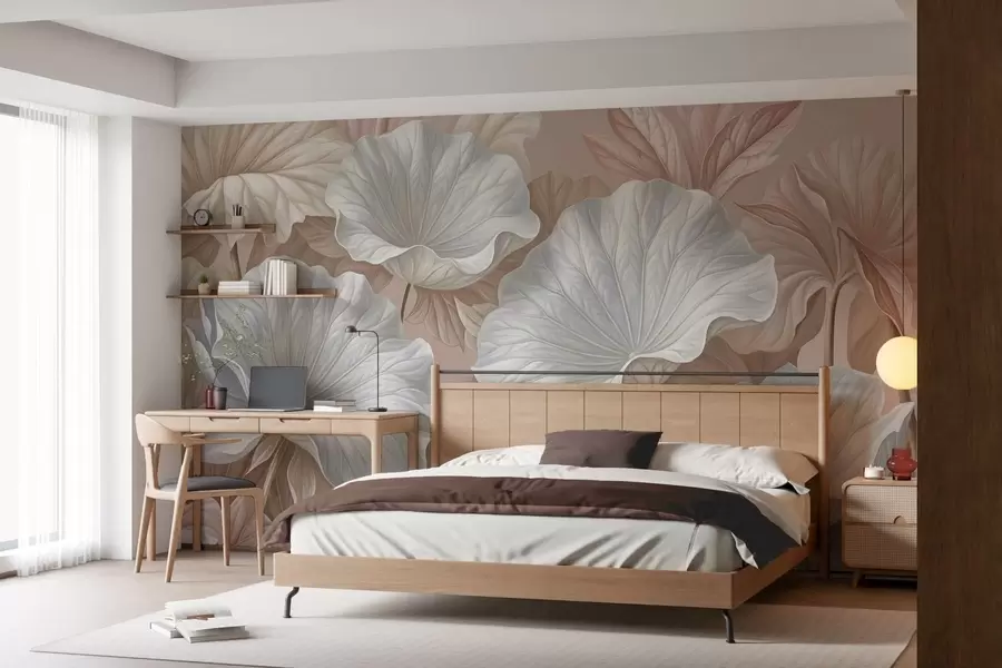 wall murals Luxurious large leaves w05493