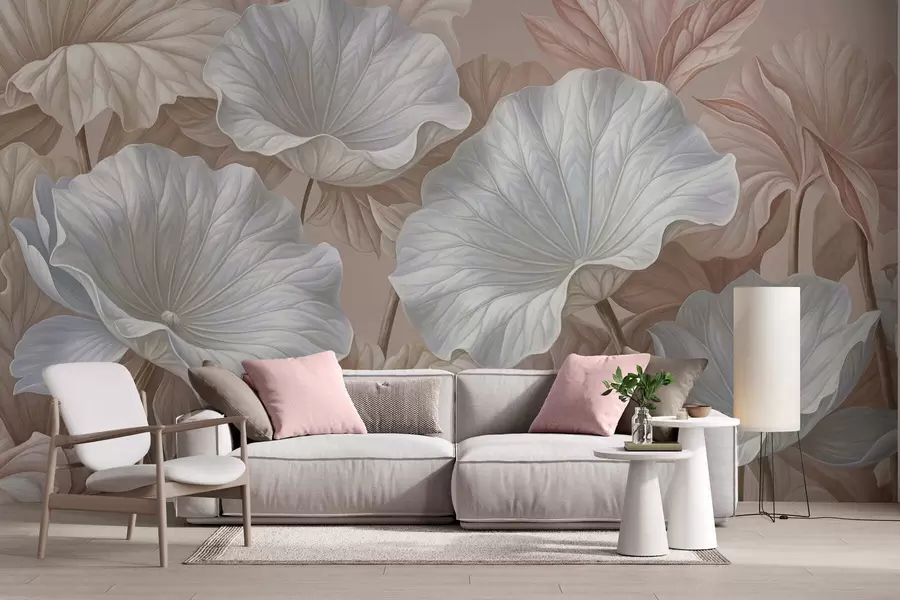 wall murals Luxurious large leaves w05493