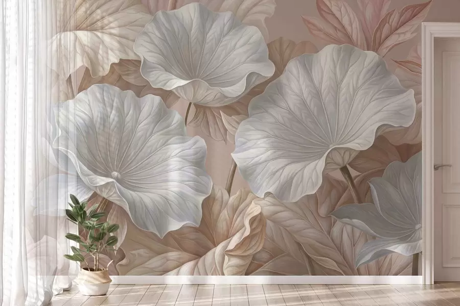 wall murals Luxurious large leaves w05493