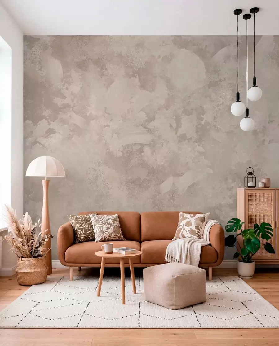 wall murals Minimalism abstract brush texture in beige tones w05160