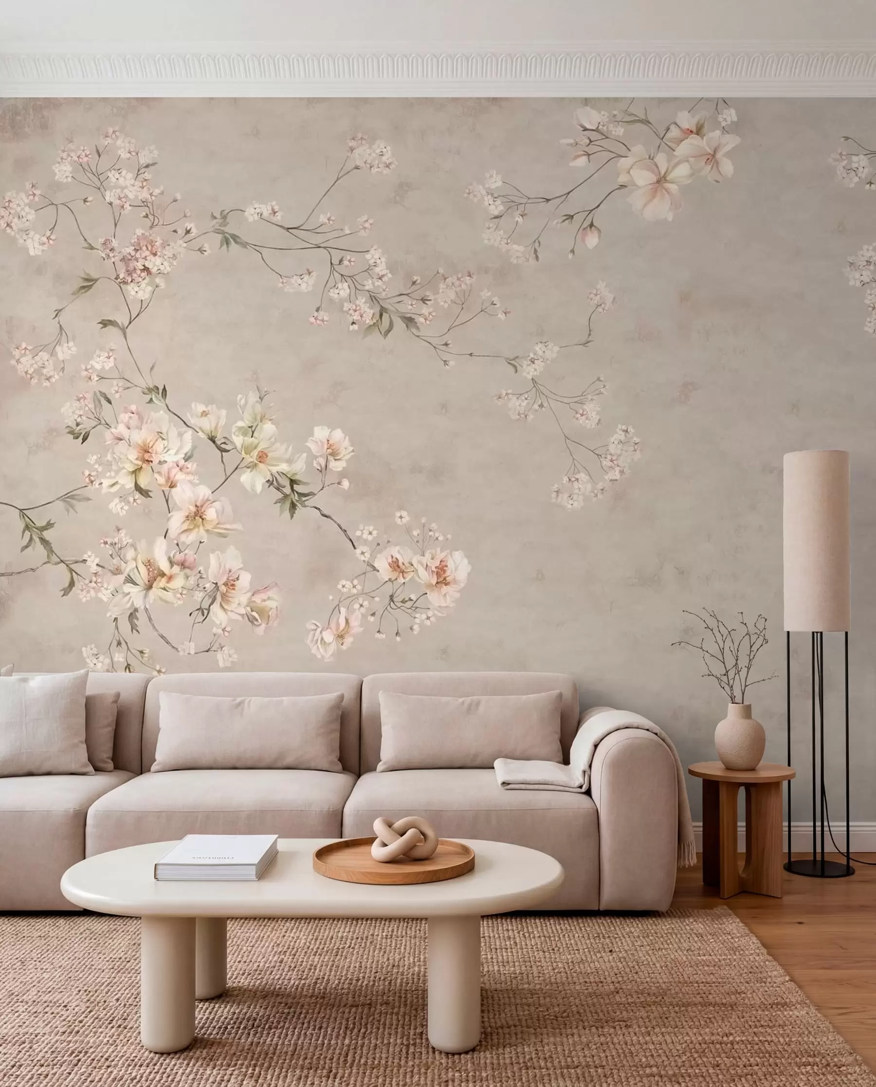 wall murals Blossom Branches on Taupe w05427