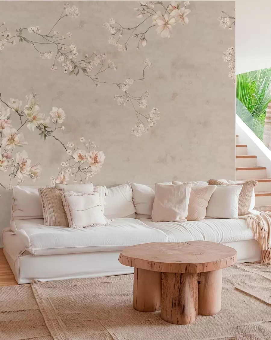wall murals Blossom Branches on Taupe w05427