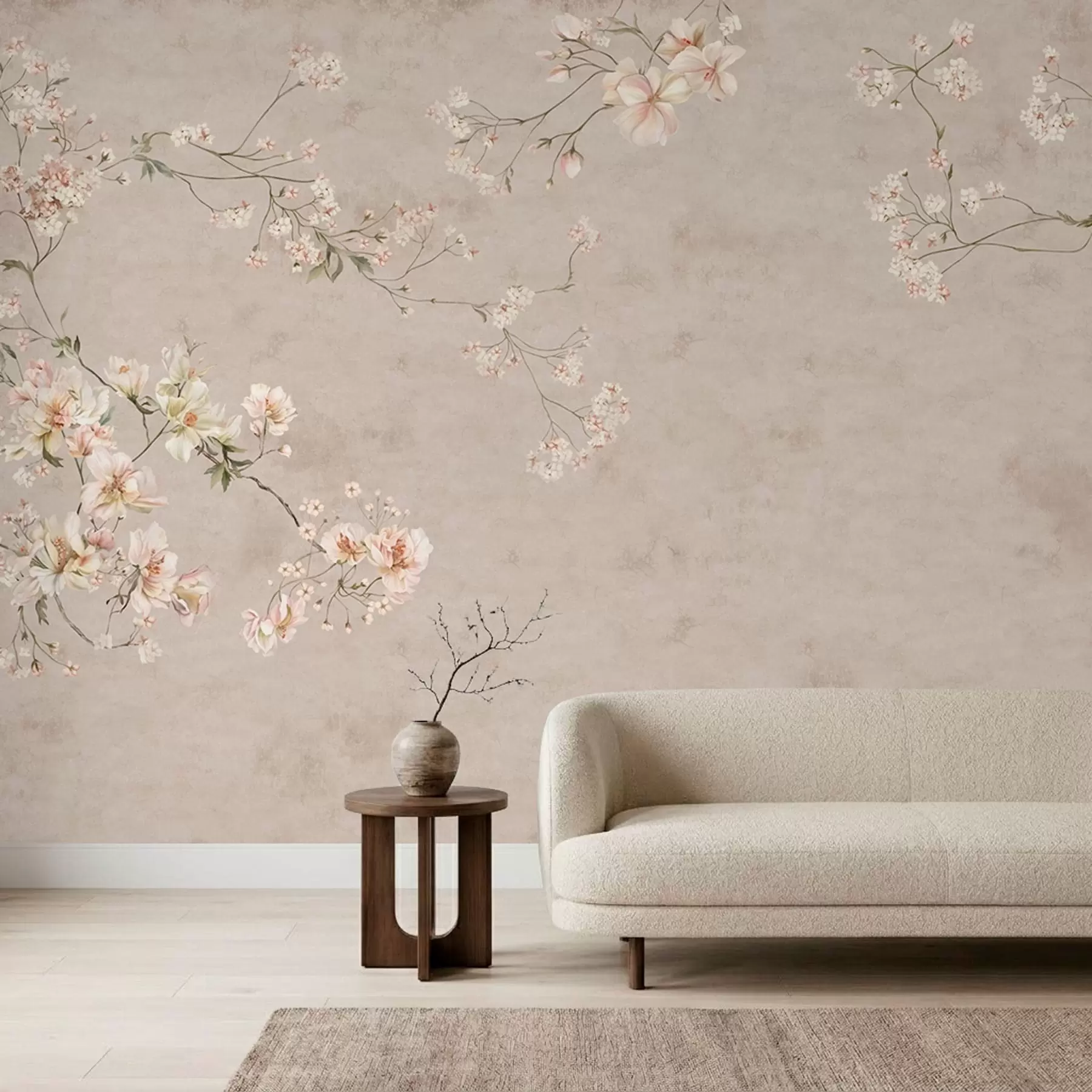 wall murals Chinoiserie delicate floral branches on light background w05427