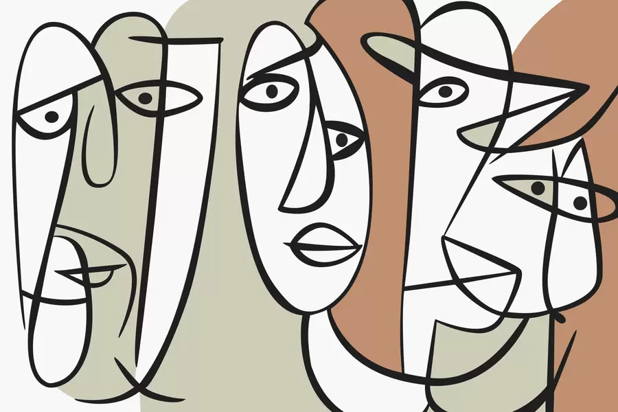 wall murals Abstract faces w05504