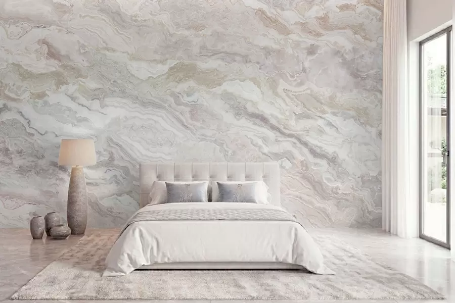 wall murals Light onyx with beige and gray flowing layers w05430