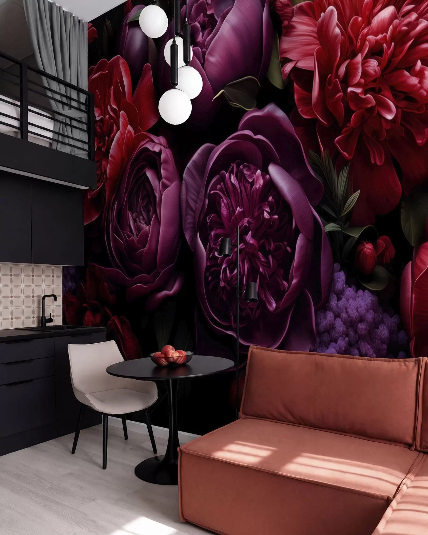 wall murals Peony Nocturne w05513