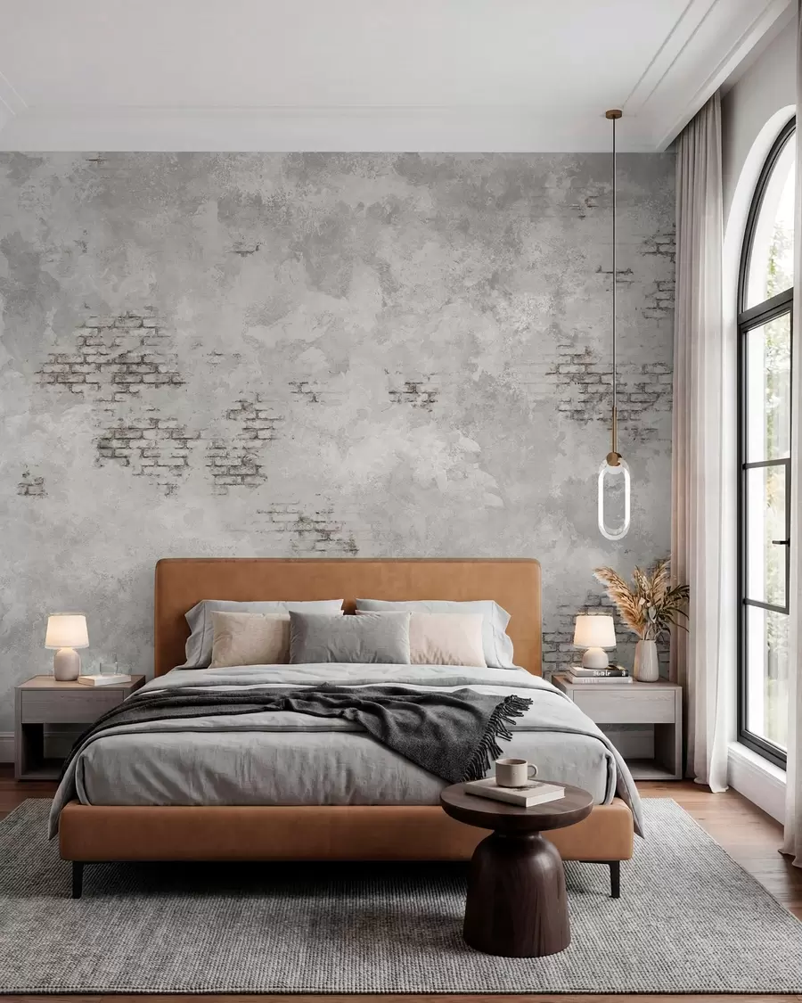 wall murals Grunge plaster texture with exposed brick fragments w05161