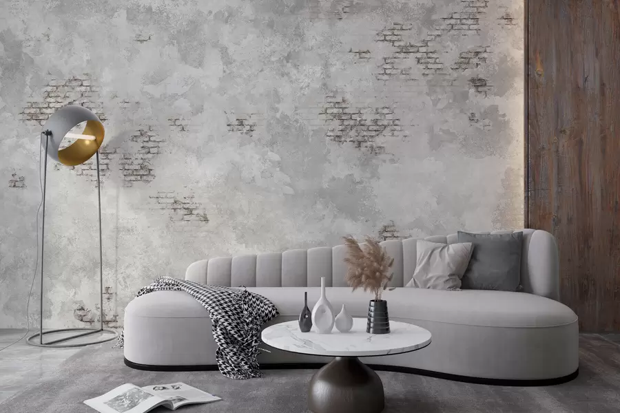 wall murals Grunge plaster texture with exposed brick fragments w05161
