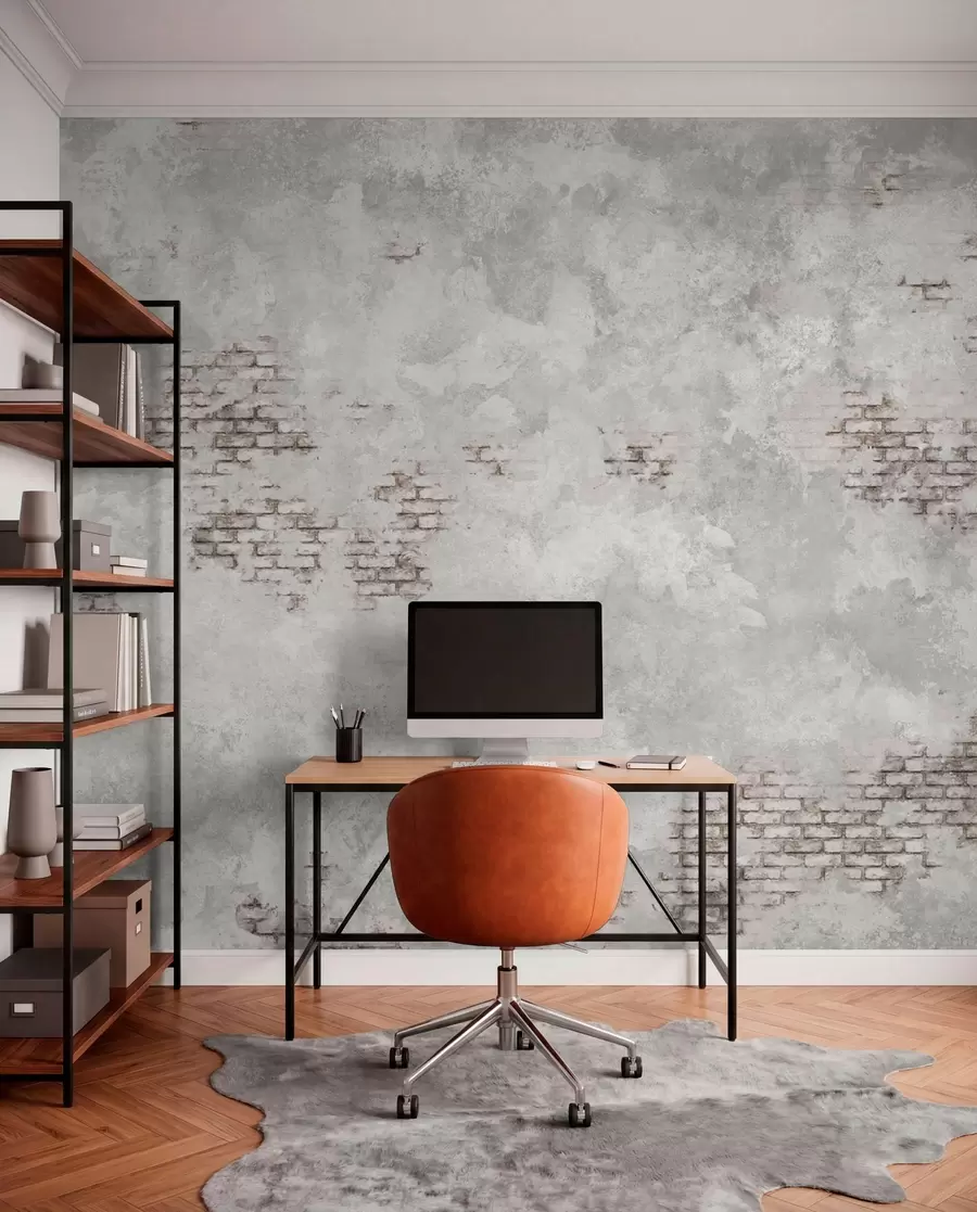 wall murals Grunge plaster texture with exposed brick fragments w05161