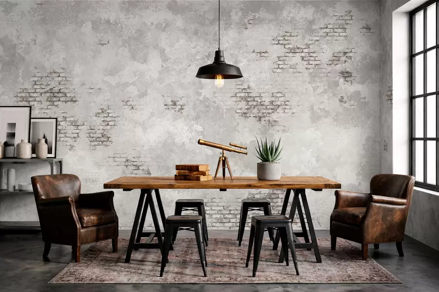 wall murals Grunge plaster texture with exposed brick fragments w05161