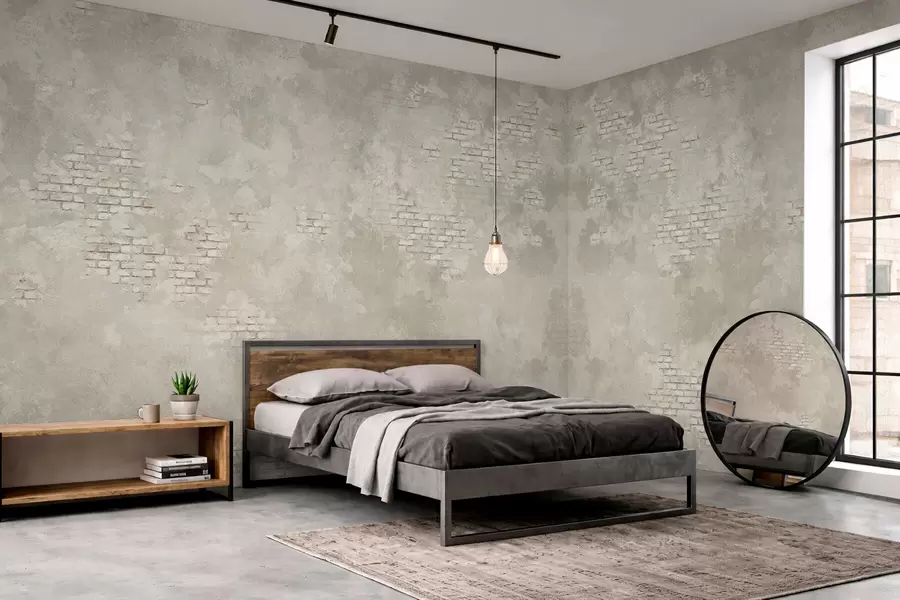 wall murals Grunge light plaster with exposed brick patches w05161v1