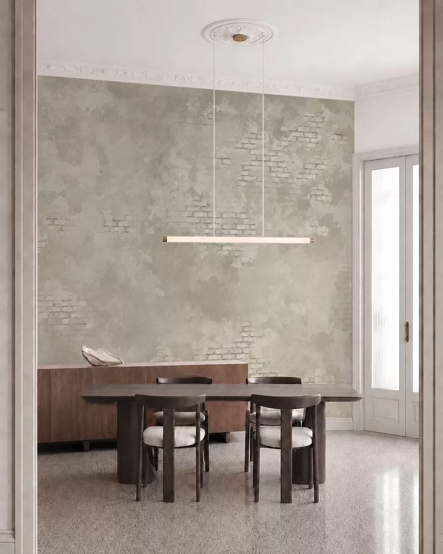 wall murals Grunge light plaster with exposed brick patches w05161v1