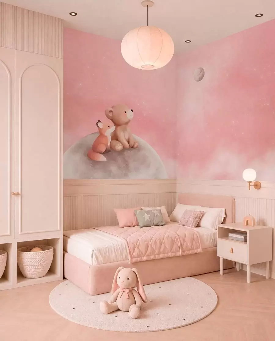 wall murals Moon Friends in a Rose Sky w05431v2