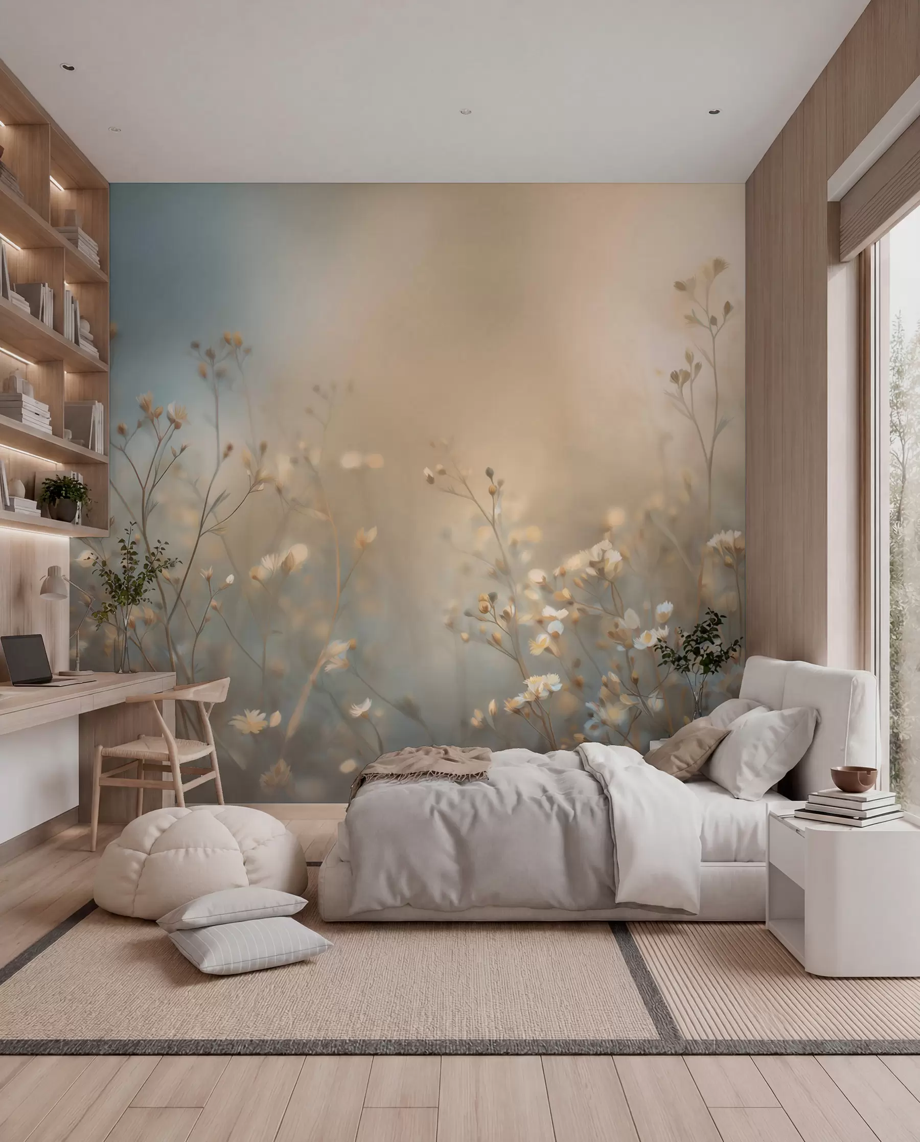 wall murals Sunlit Meadow Stems w05386
