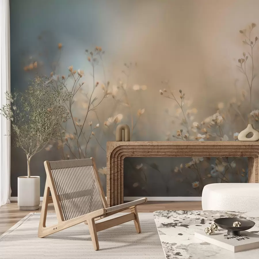 wall murals field grasses with small flowers against a shallow depth of field w05386