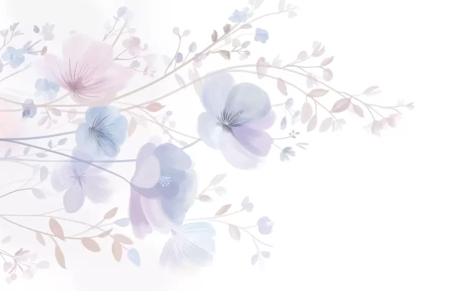 wall murals delicate wildflowers against a white background w05388