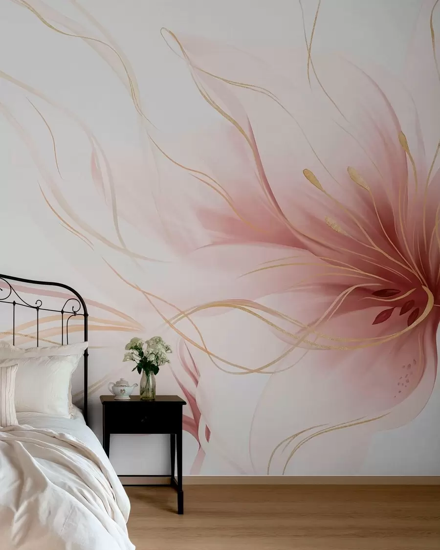wall murals Rose Flower in Flowing Lines w05428v1