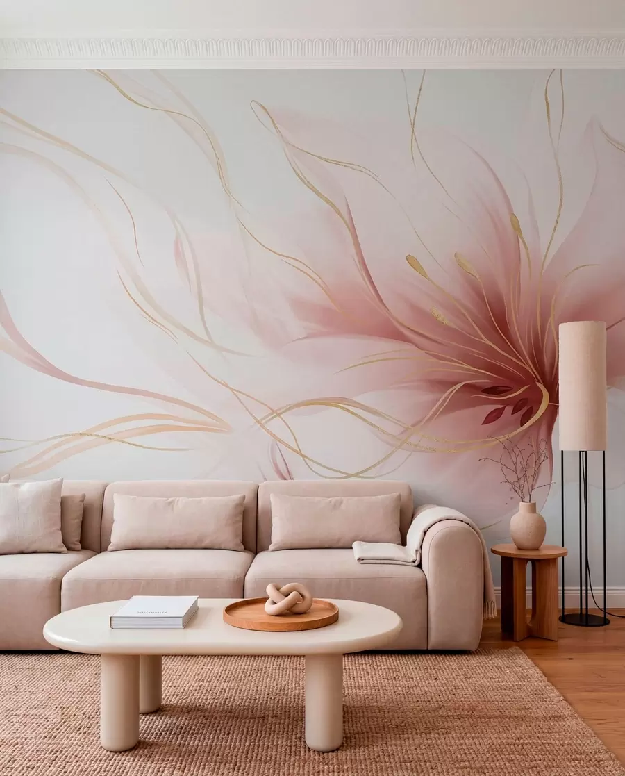 wall murals Rose Flower in Flowing Lines w05428v1
