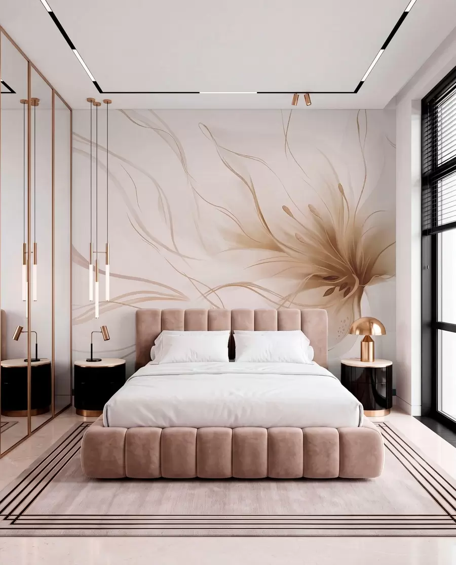 wall murals Beige Flower in Flowing Lines w05428v2