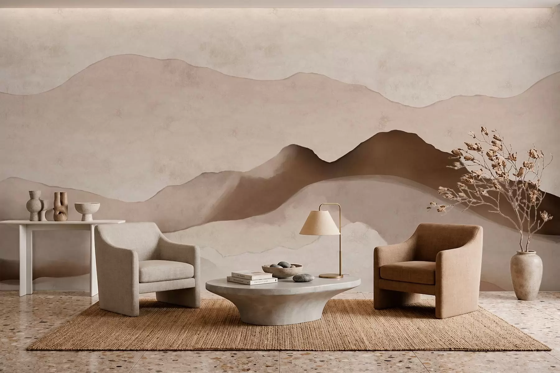 wall murals Abstract mountains in the Japandi and minimalist styles w05434