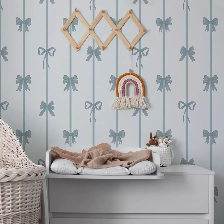 wall murals Blue bows with ribbons on light background a01074v2