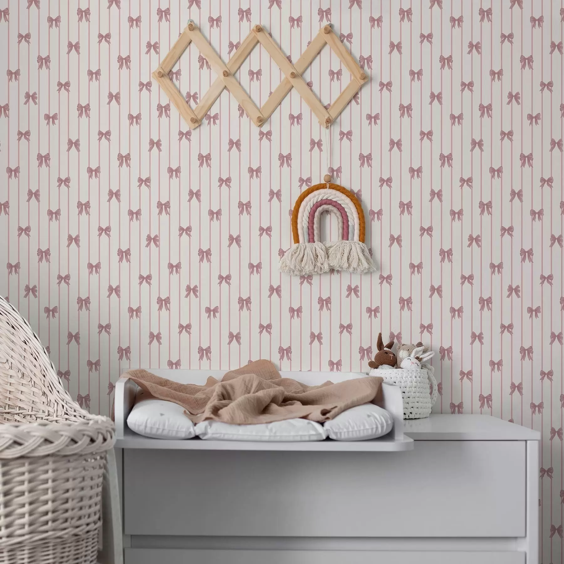 wall murals Small pink bows in vertical stripes a01076