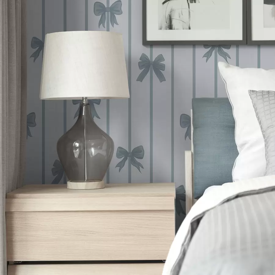 wall murals Blue bows on striped light background a01162v2