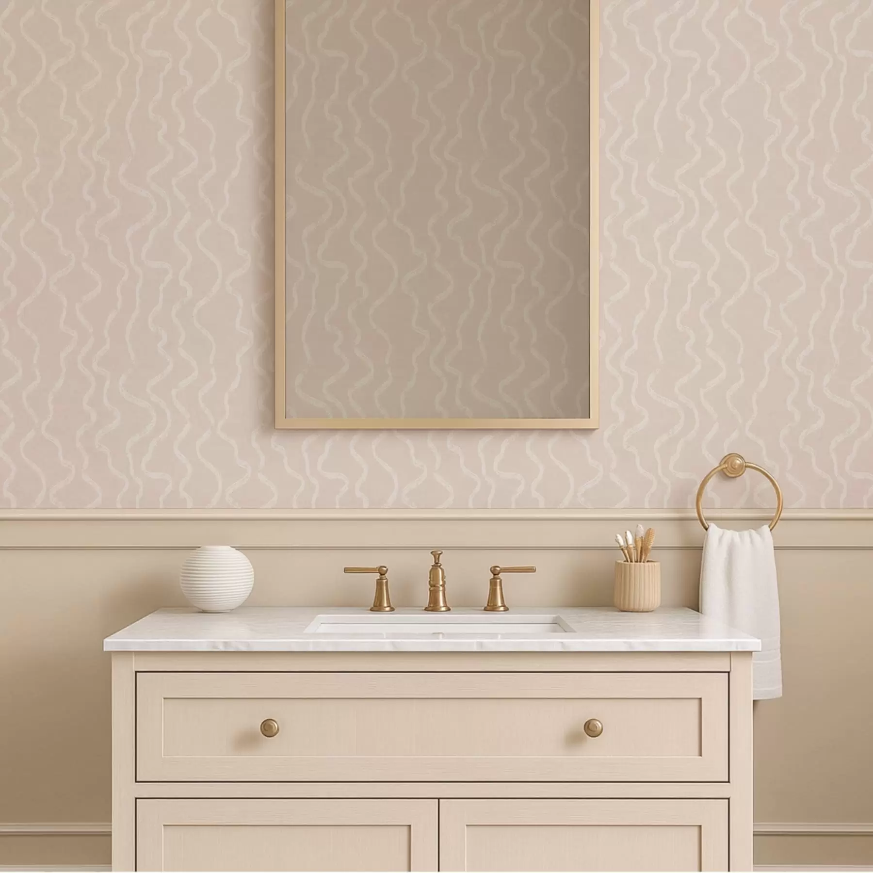 wall murals Wavy light pattern on beige background a01167