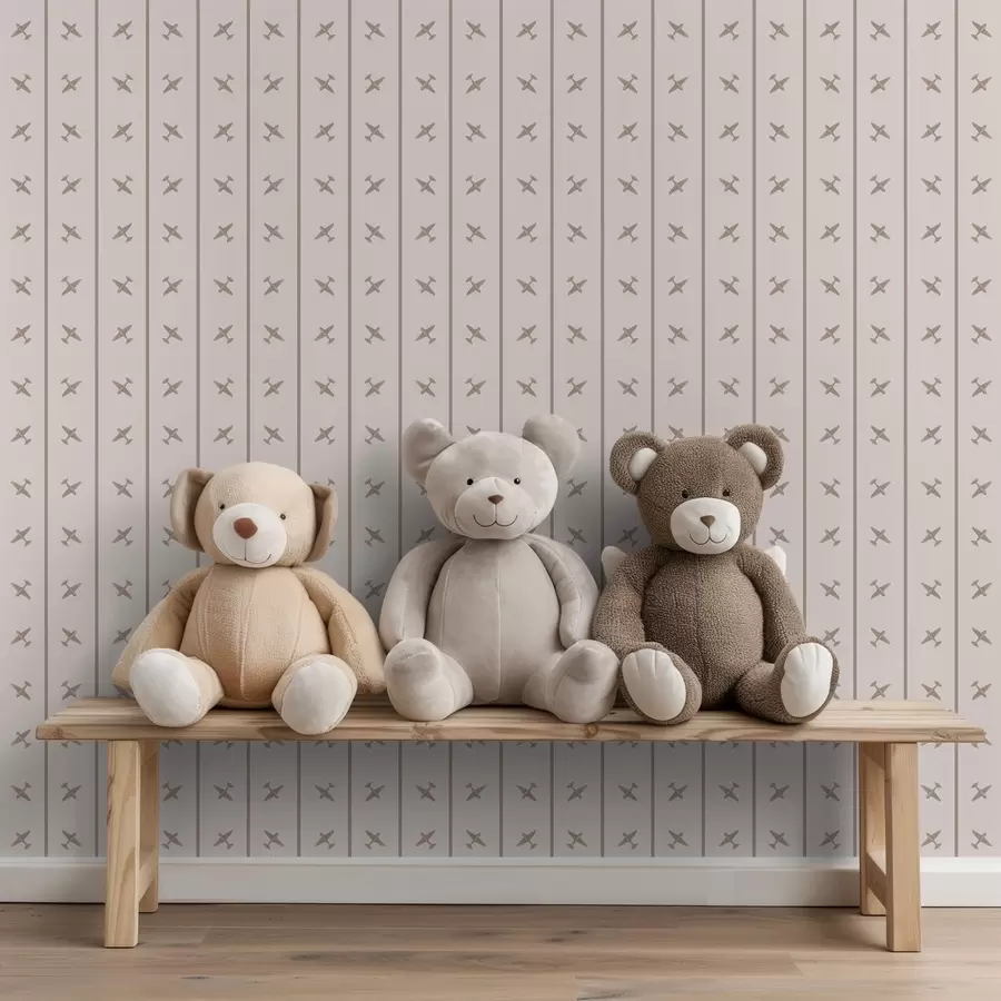 wall murals Airplanes in striped pattern with beige tones a01169v1