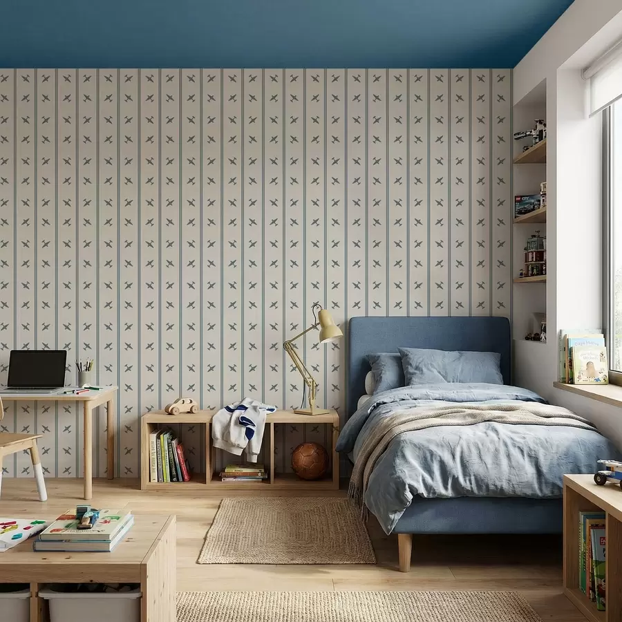 wall murals Airplanes in striped pattern with blue stripes a01170