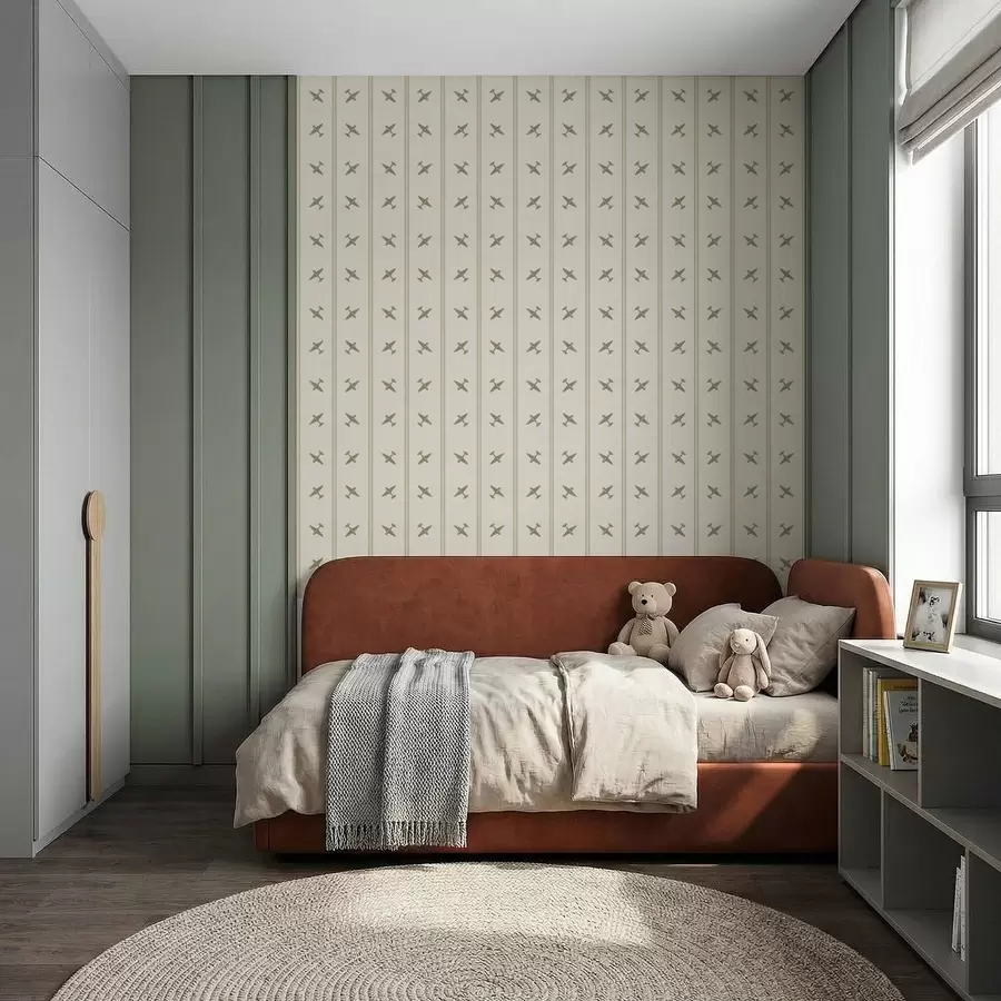 wall murals Airplanes in striped pattern with olive tones a01170v2