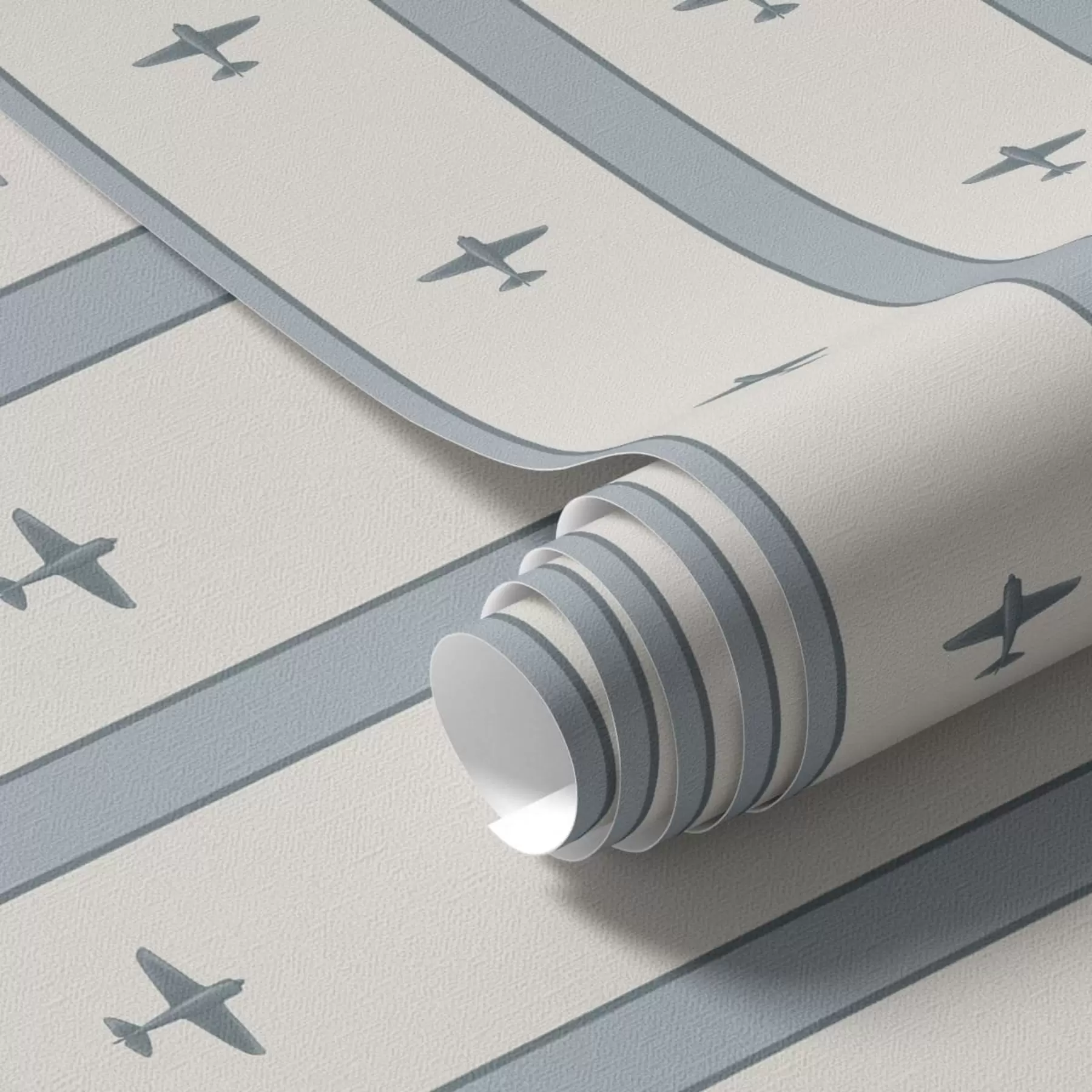 wall murals Small airplanes in stripes on blue background a01171