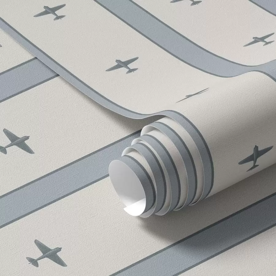 wall murals Small airplanes in stripes on blue background a01171