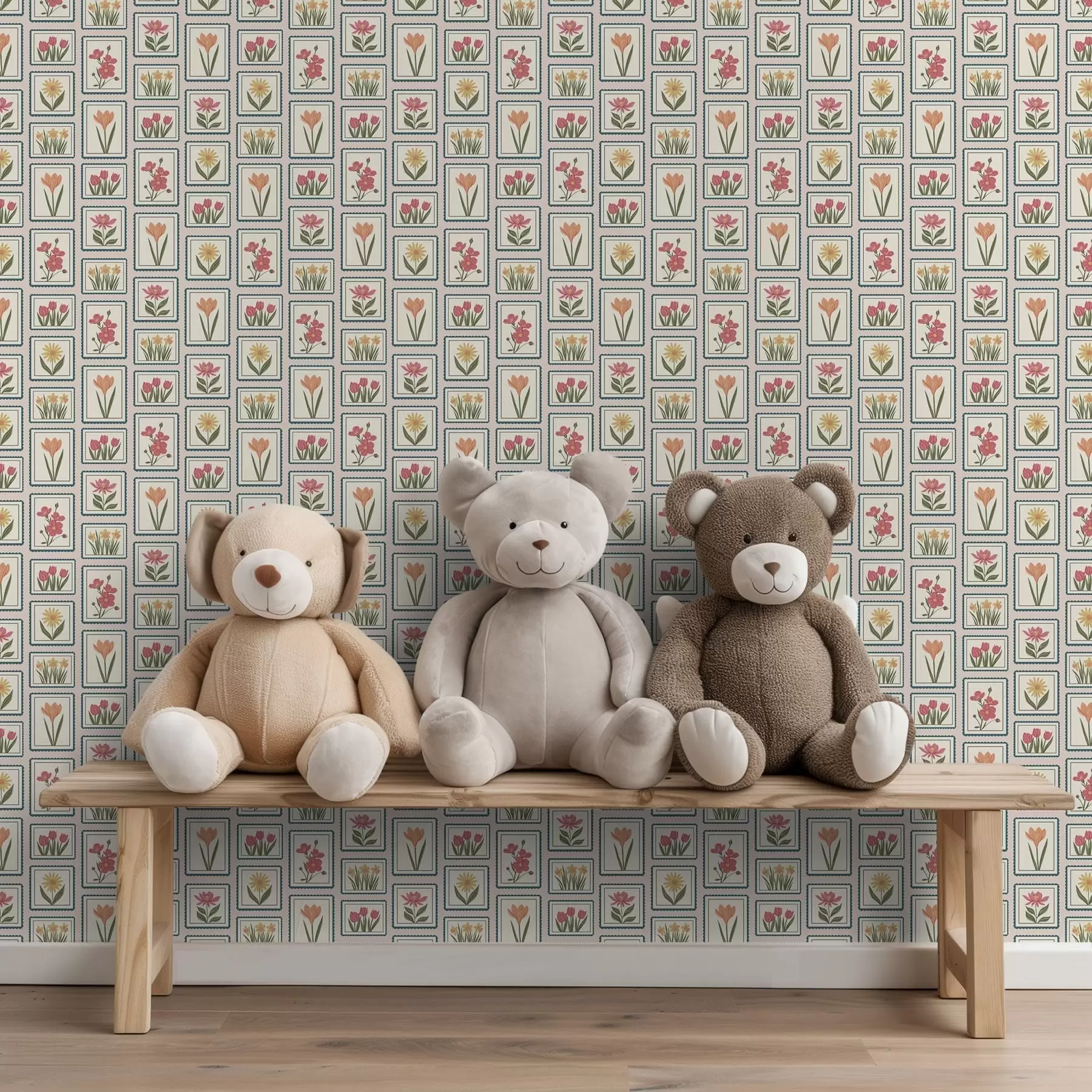 wall murals Framed floral illustrations with borders a01174