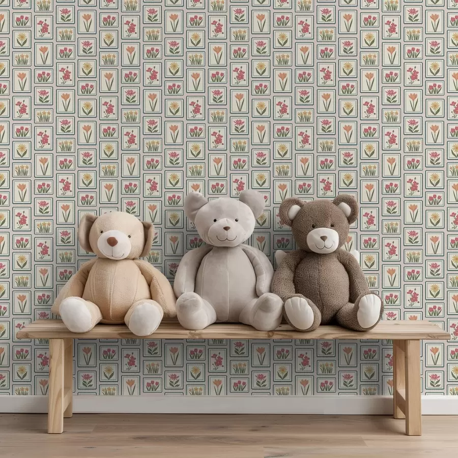 wall murals Framed floral illustrations with borders a01174