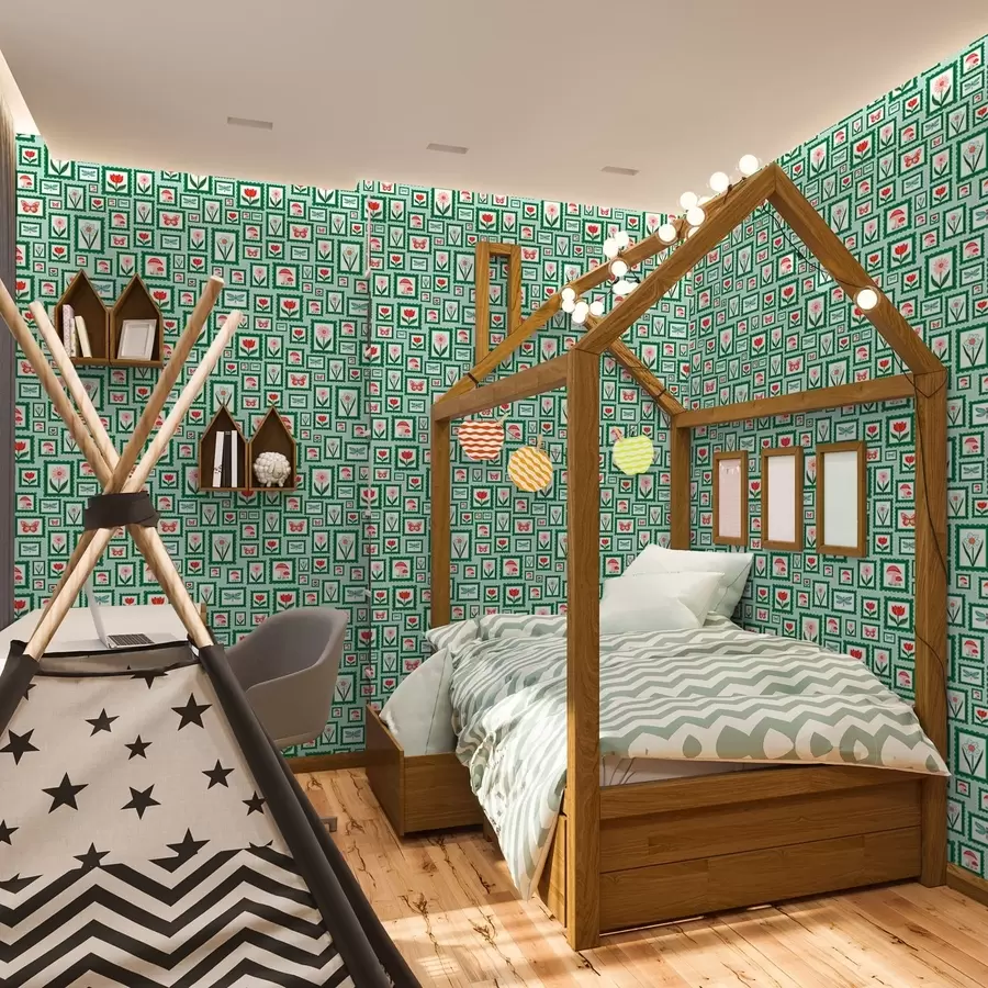 wall murals Framed illustrations with green borders a01176v1