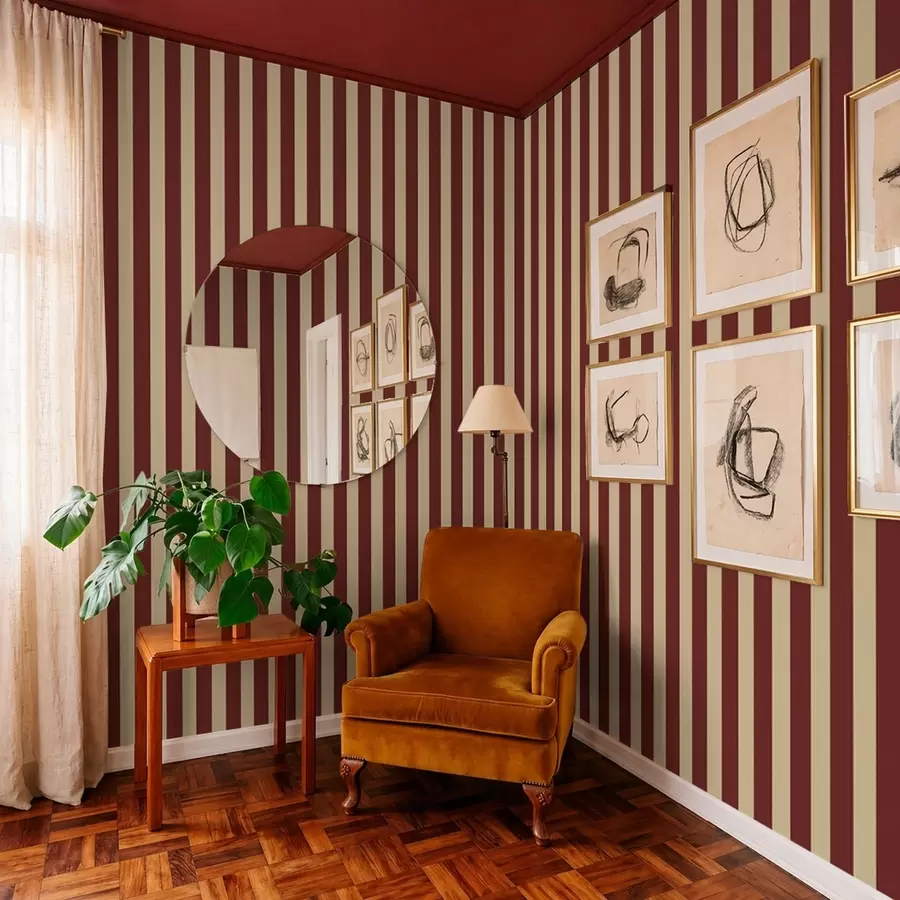 wall murals Red and beige vertical stripes a01179