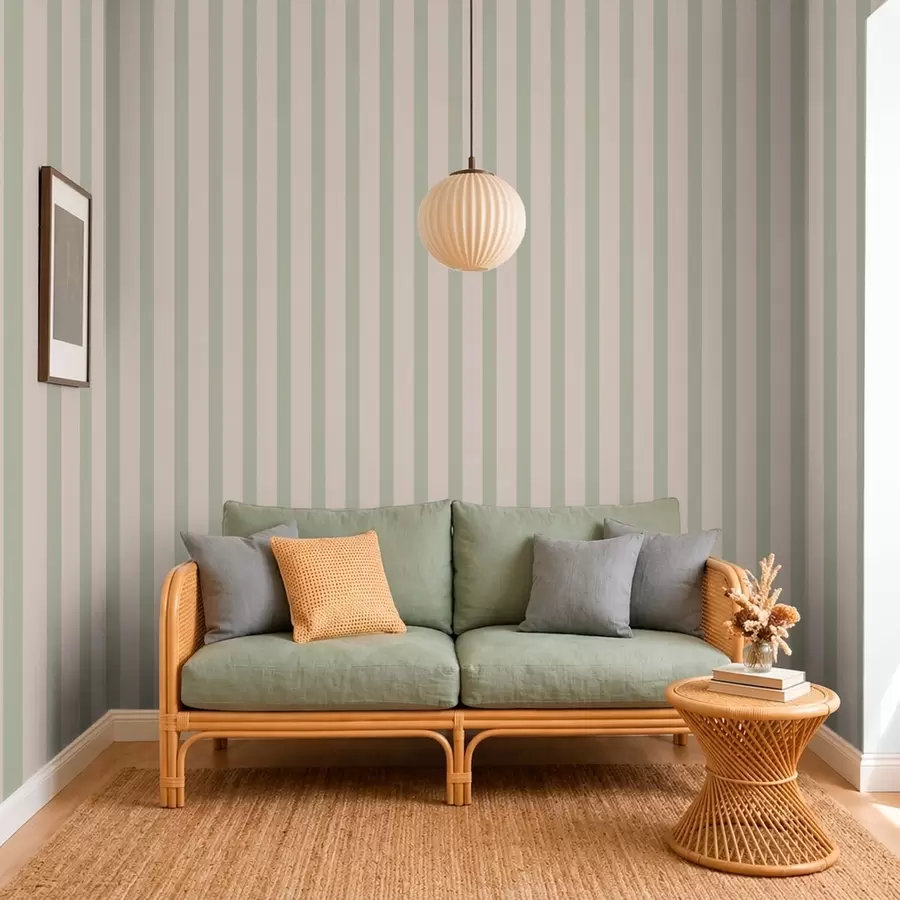 wall murals Green and beige vertical stripes a01180