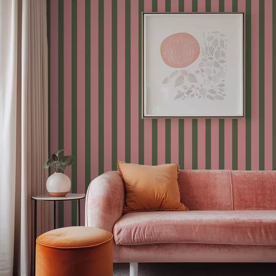 wall murals Pink and green vertical stripes a01180v2