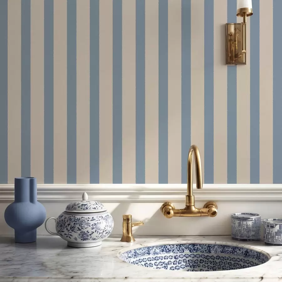 wall murals Beige and light blue vertical stripes a01180v3