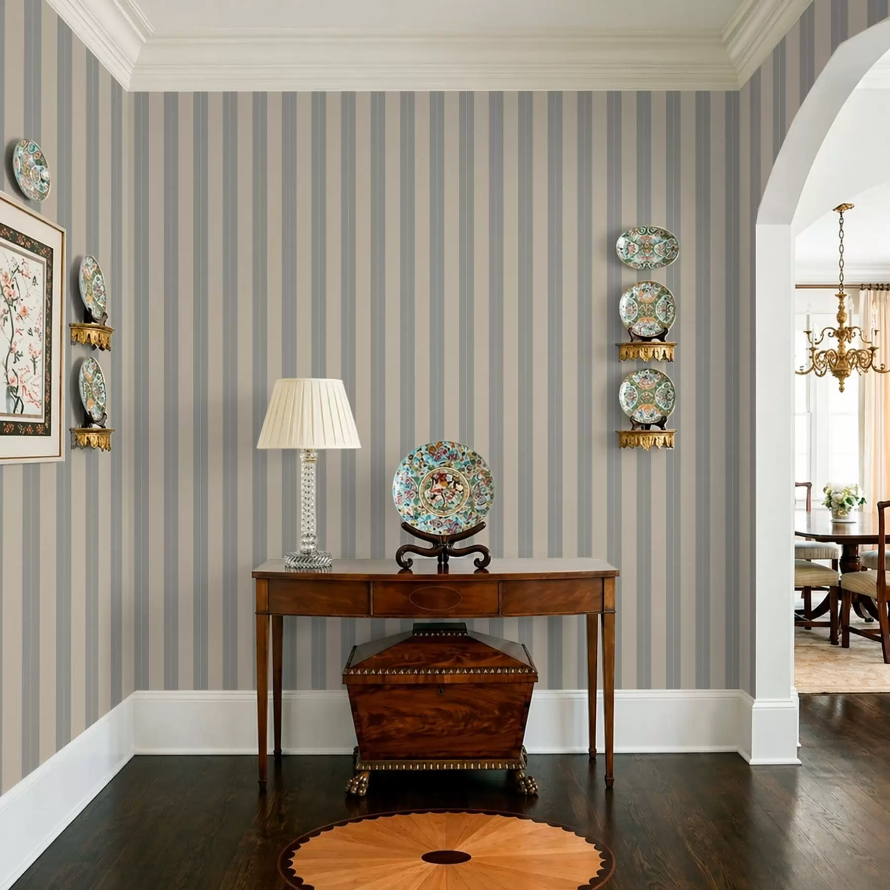 wall murals Gray and beige vertical stripes a01181