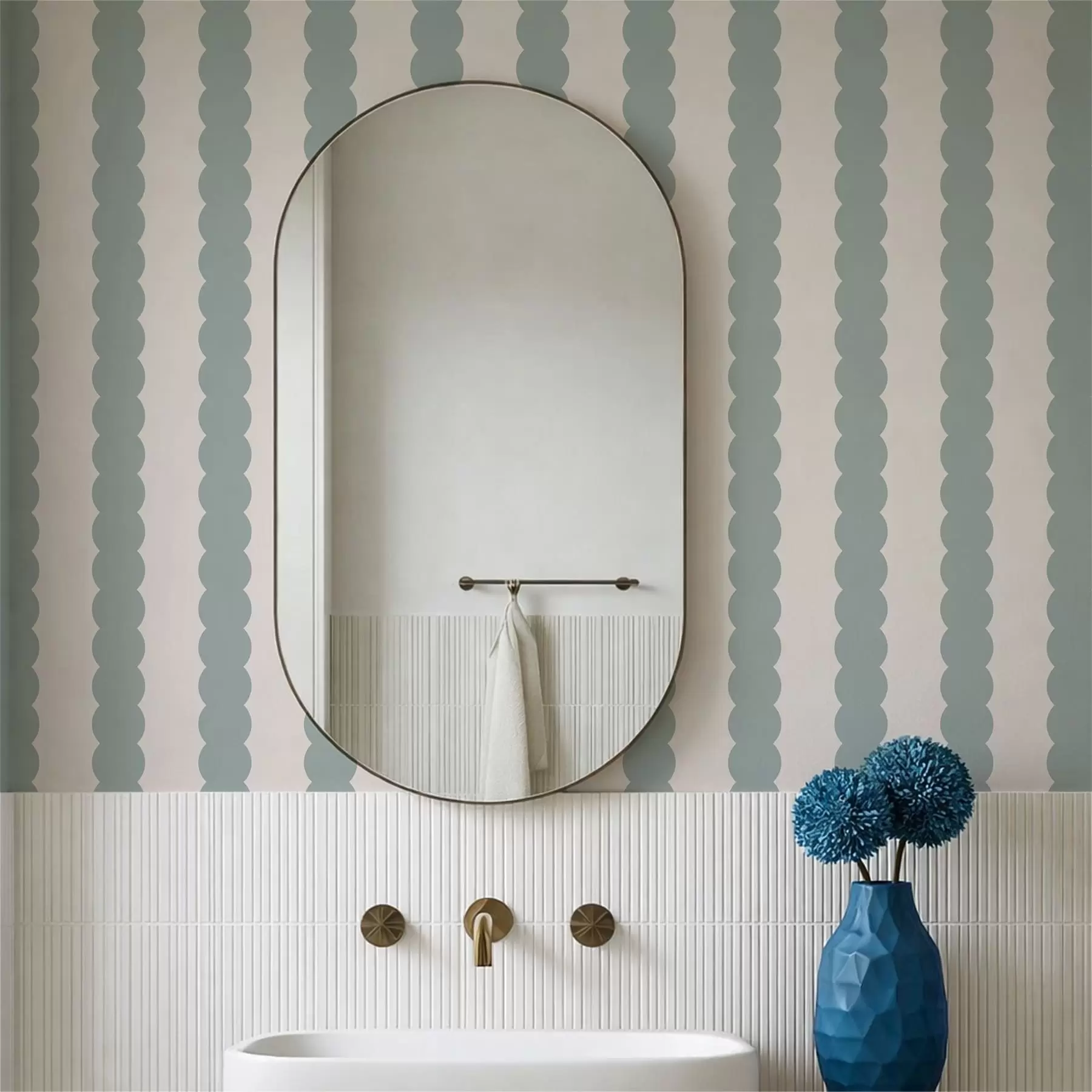 wall murals Olive wavy stripes in Minimalism style a01182v1