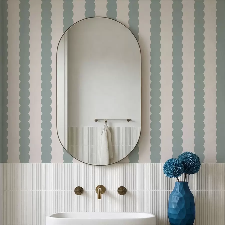 wall murals Olive wavy stripes in Minimalism style a01182v1