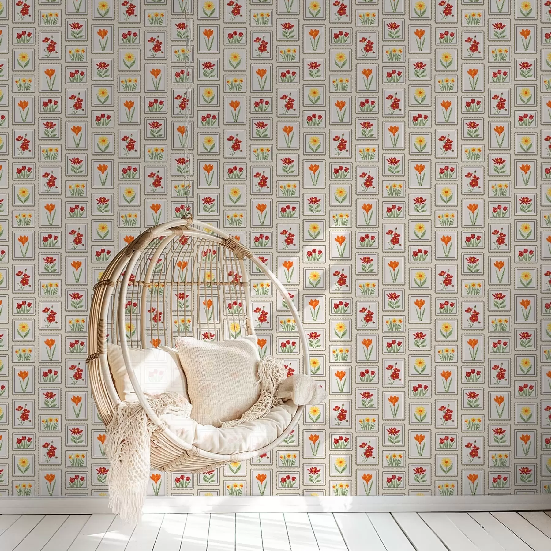wall murals Bright framed floral illustrations a01174v1