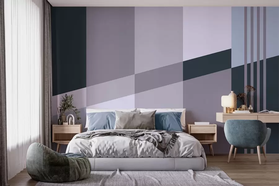 wall murals Understated geometric designs in shades of grey and blue w05390v1